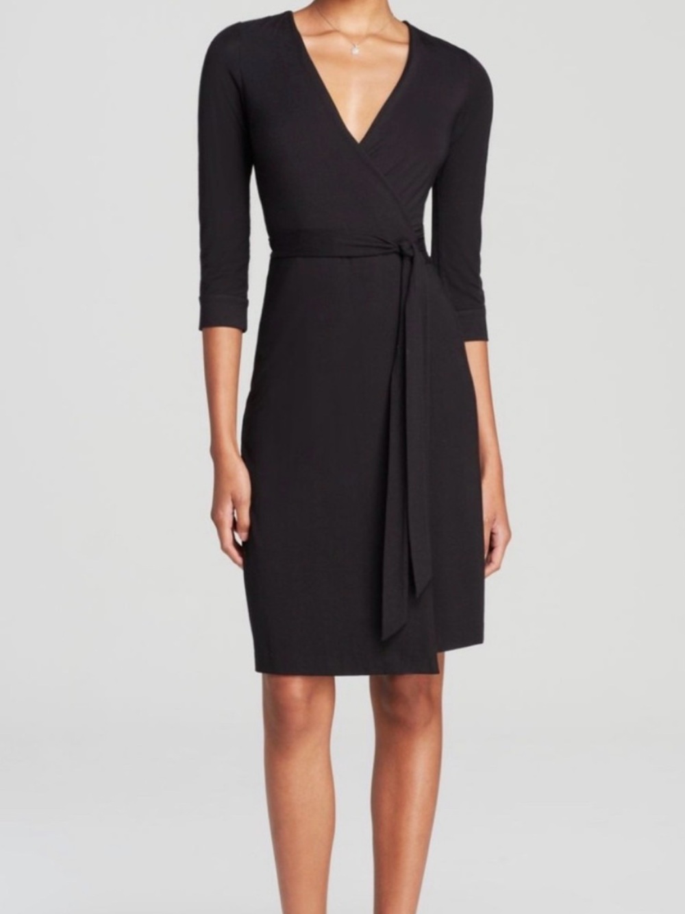 Diane von Furstenberg Black Wrap Midi Dress Size 4 PERFECT CONDITION